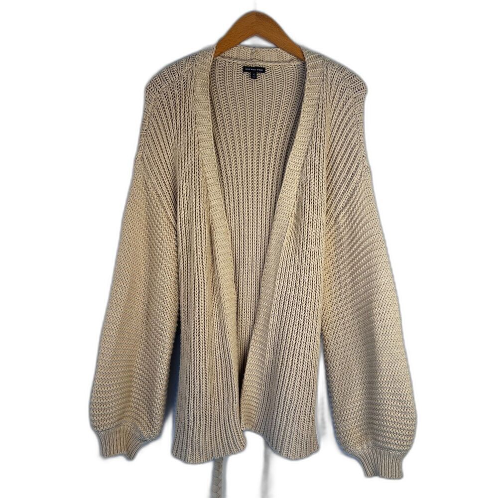 Who What Wear Tan Open Front Belted Chunky Knit Oversized Cardigan Size XS